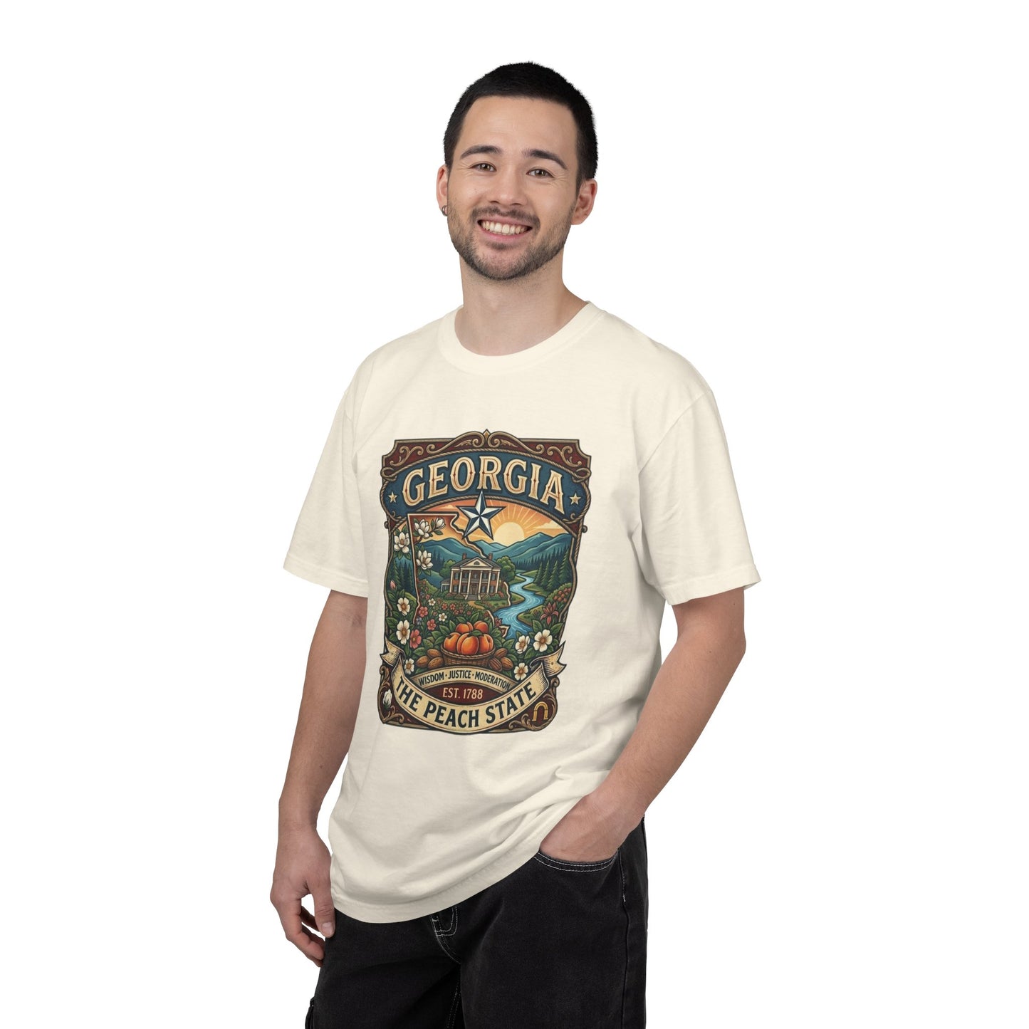 Georgia State Souvenir T-Shirt — State Symbols & Landmarks Tee