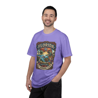 Florida State Outline Tee — 'State of Florida' with Crocodile Graphic