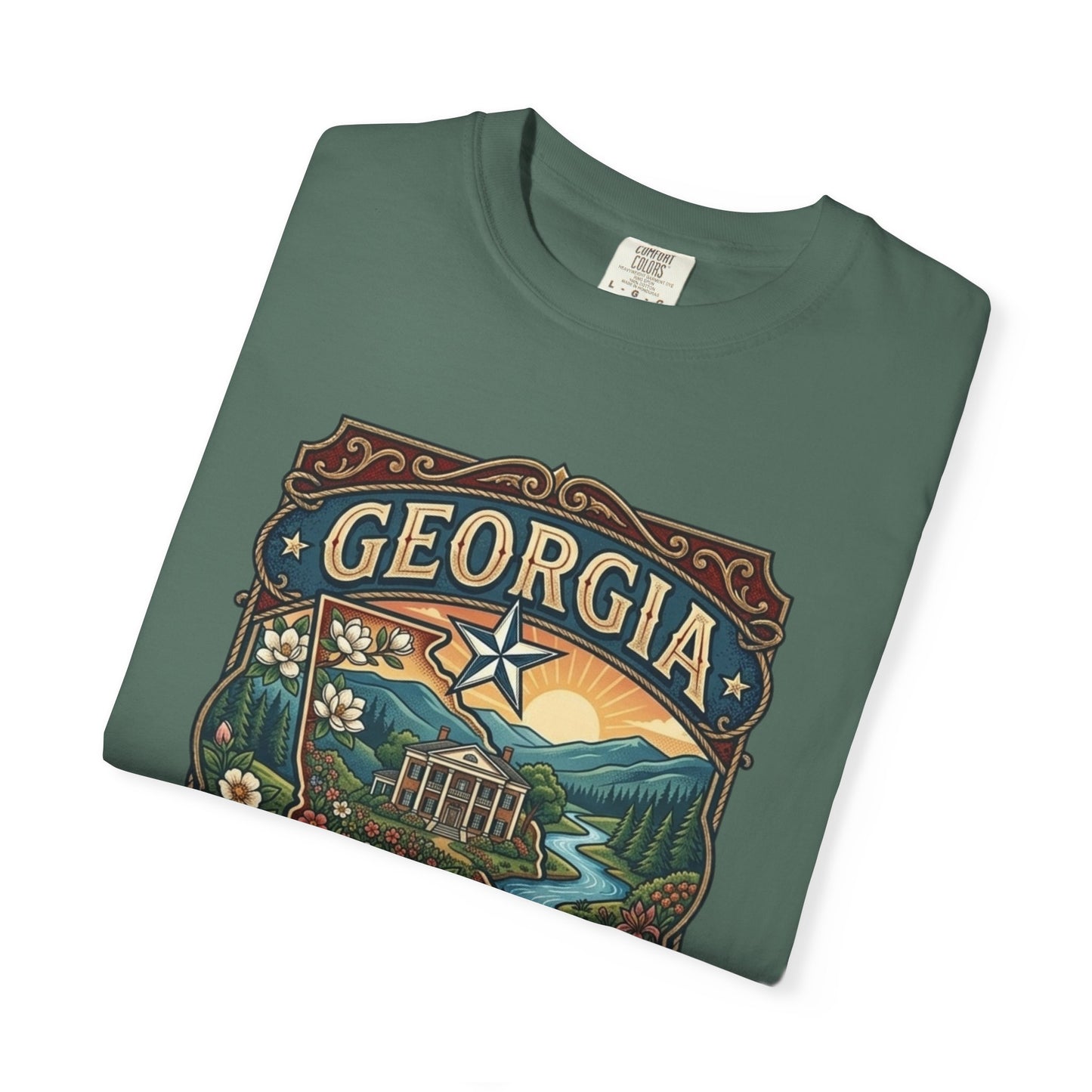 Georgia State Souvenir T-Shirt — State Symbols & Landmarks Tee