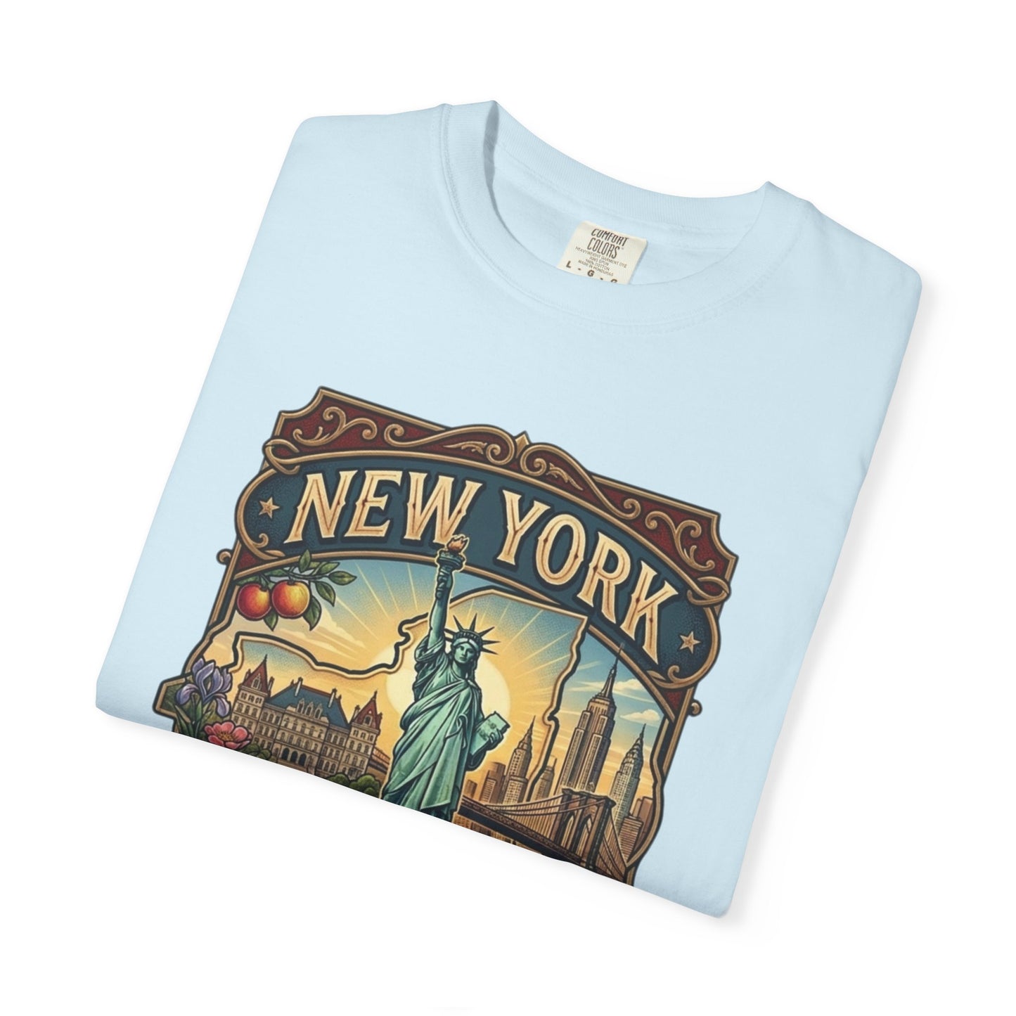 New York Skyline Tee with Statue of Liberty — NYC Empire State T-shirt