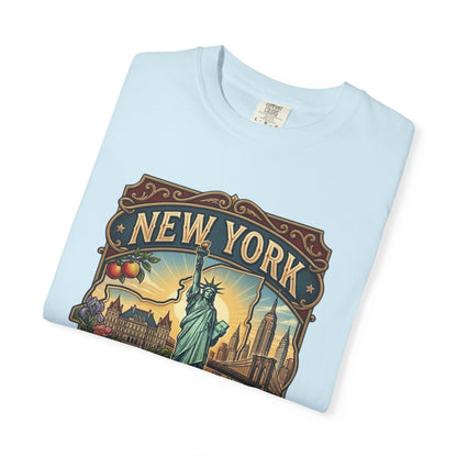 New York Skyline Tee with Statue of Liberty — NYC Empire State T-shirt