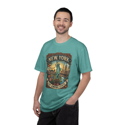 New York Skyline Tee with Statue of Liberty — NYC Empire State T-shirt