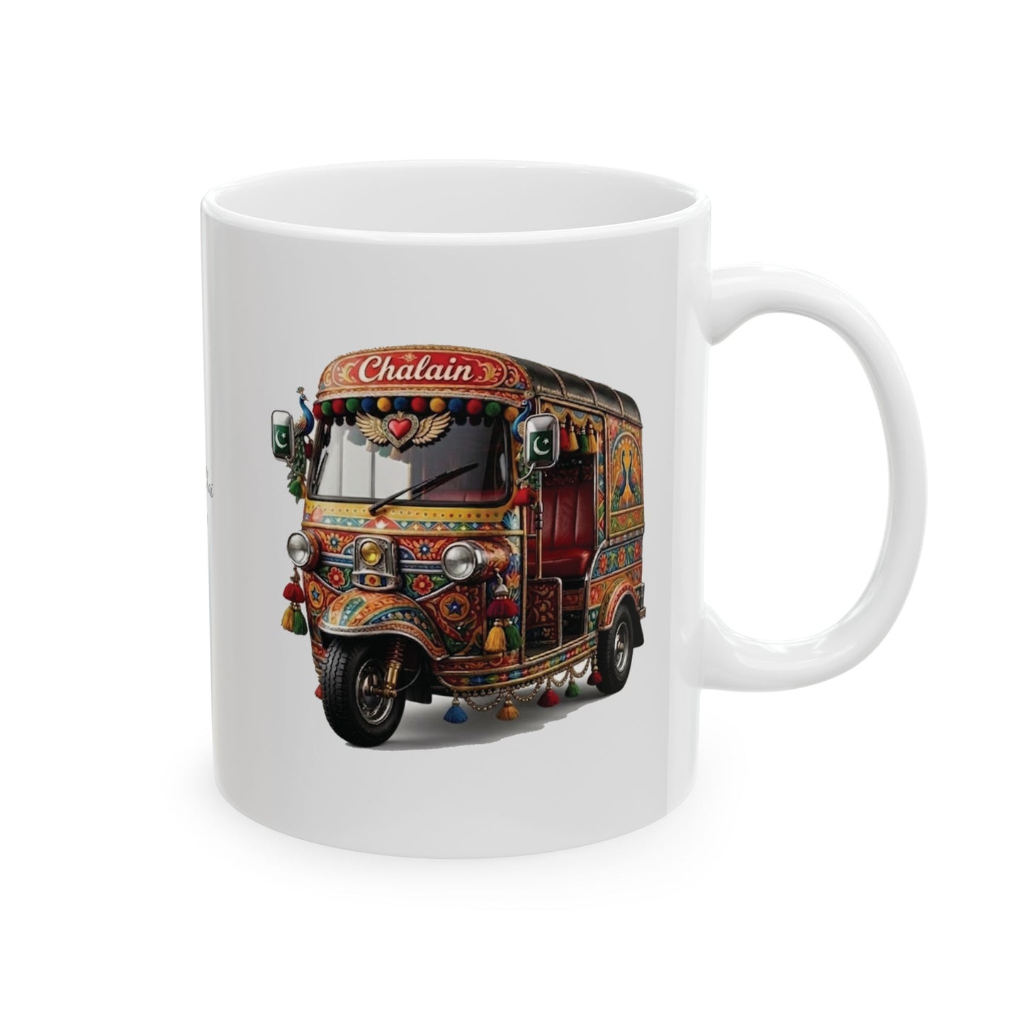 Pakistani Truck Art Rickshaw Ceramic Mug — Colorful 11oz & 15oz Coffee Cup