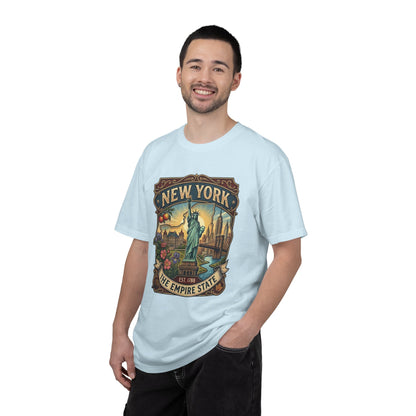 New York Skyline Tee with Statue of Liberty — NYC Empire State T-shirt