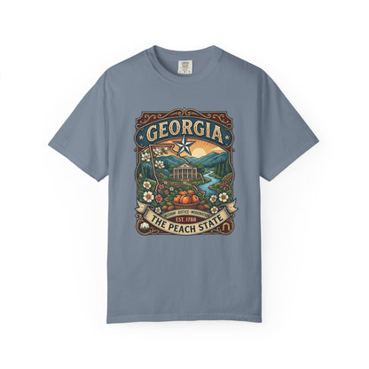 Georgia State Souvenir T-Shirt — State Symbols & Landmarks Tee
