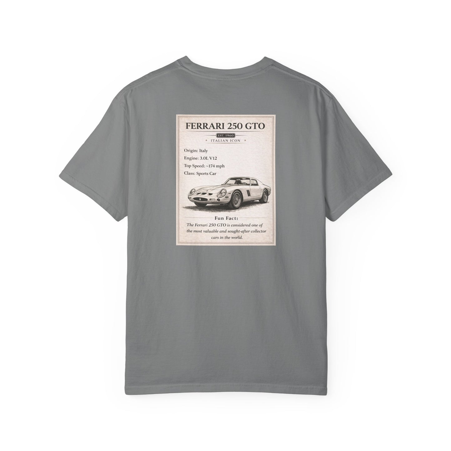 1960 Ferrari 250 GTO Vintage Car Club T-shirt | Classic Sports Car Tee