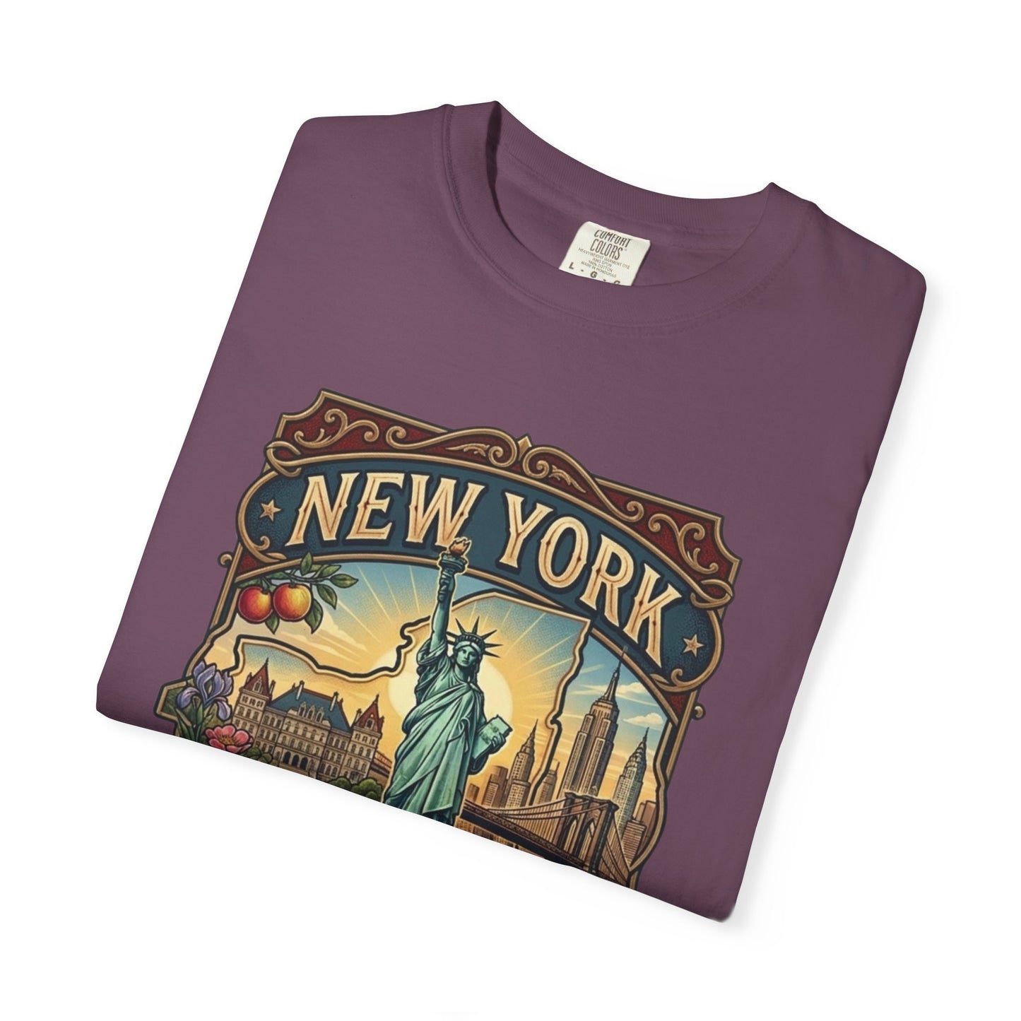New York Skyline Tee with Statue of Liberty — NYC Empire State T-shirt