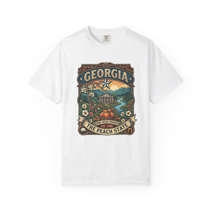 Georgia State Souvenir T-Shirt — State Symbols & Landmarks Tee