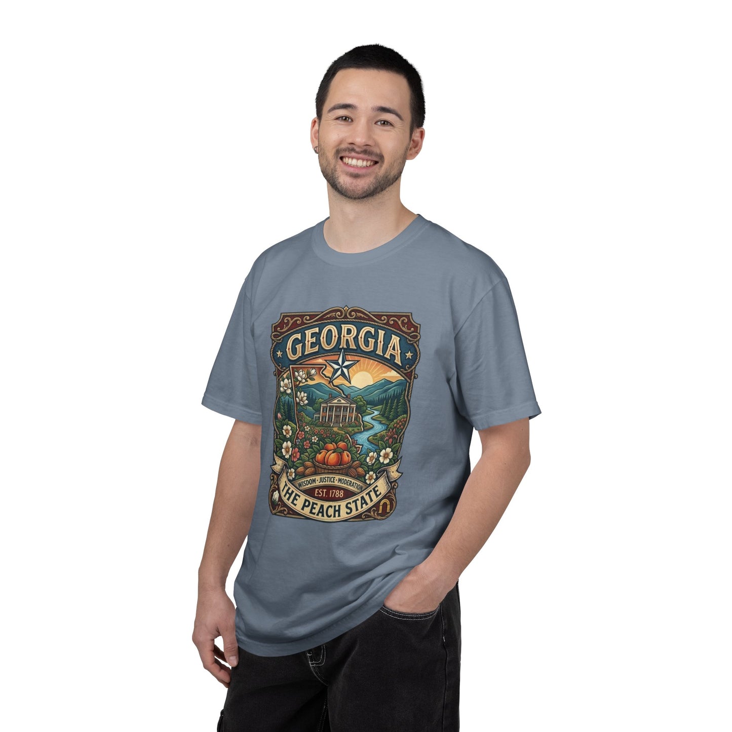 Georgia State Souvenir T-Shirt — State Symbols & Landmarks Tee