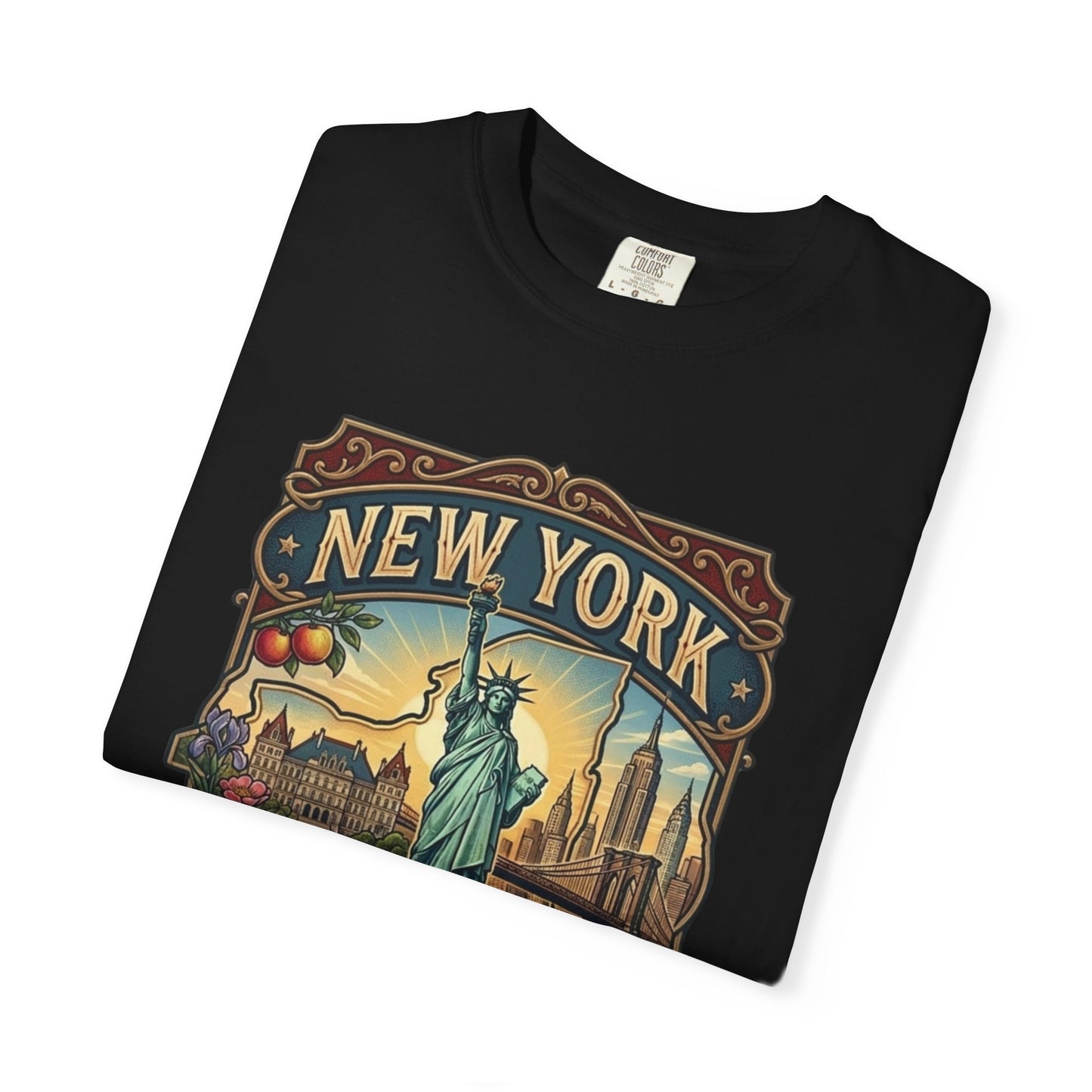 New York Skyline Tee with Statue of Liberty — NYC Empire State T-shirt