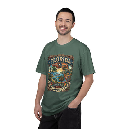 Florida State Outline Tee — 'State of Florida' with Crocodile Graphic