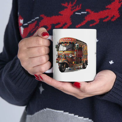 Pakistani Truck Art Rickshaw Ceramic Mug — Colorful 11oz & 15oz Coffee Cup