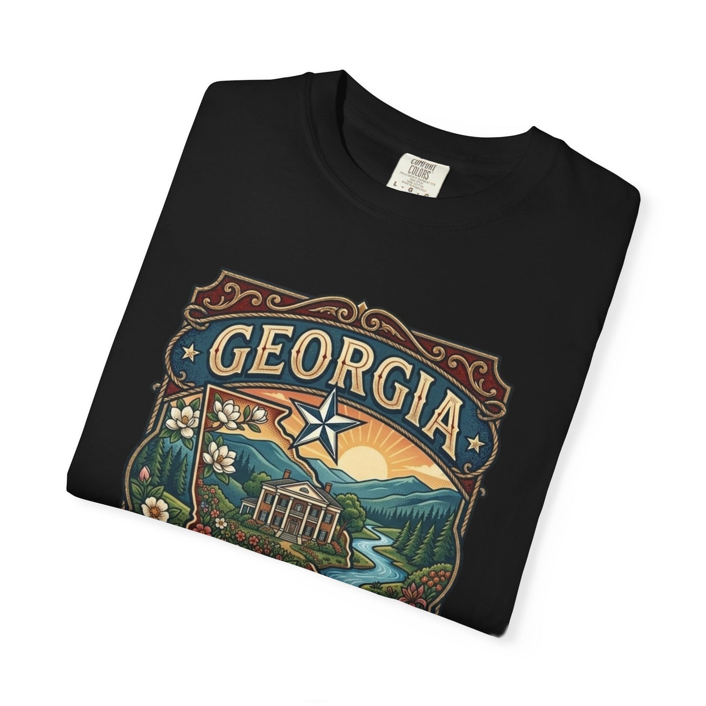 Georgia State Souvenir T-Shirt — State Symbols & Landmarks Tee