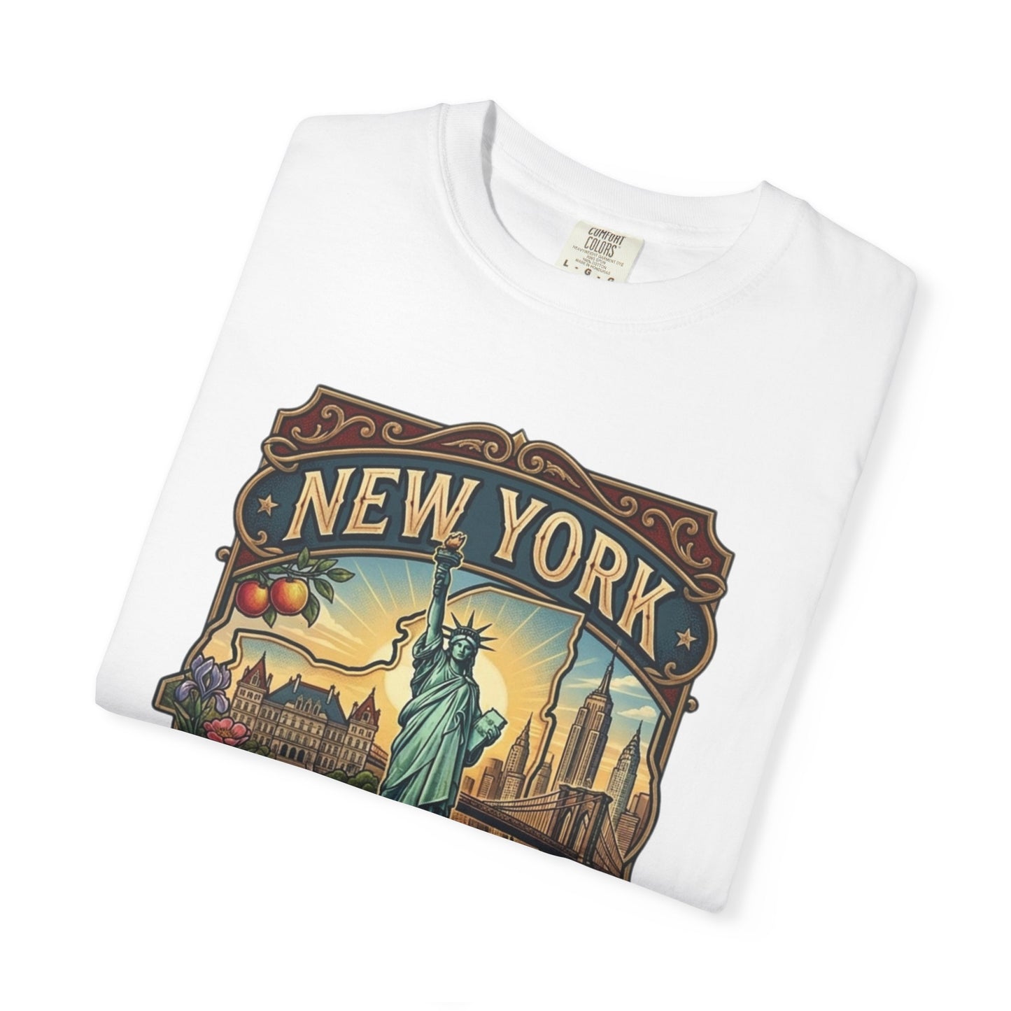 New York Skyline Tee with Statue of Liberty — NYC Empire State T-shirt