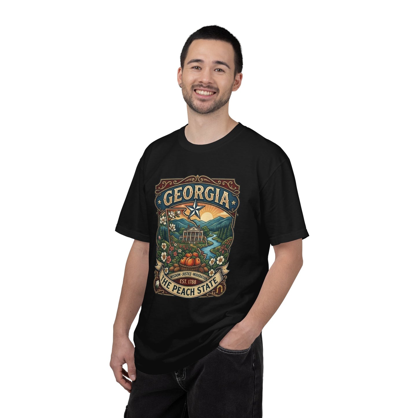 Georgia State Souvenir T-Shirt — State Symbols & Landmarks Tee