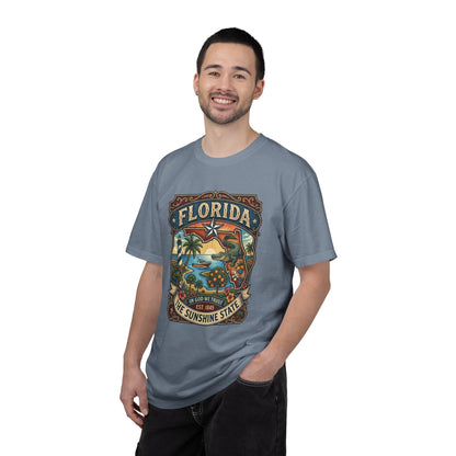 Florida State Outline Tee — 'State of Florida' with Crocodile Graphic
