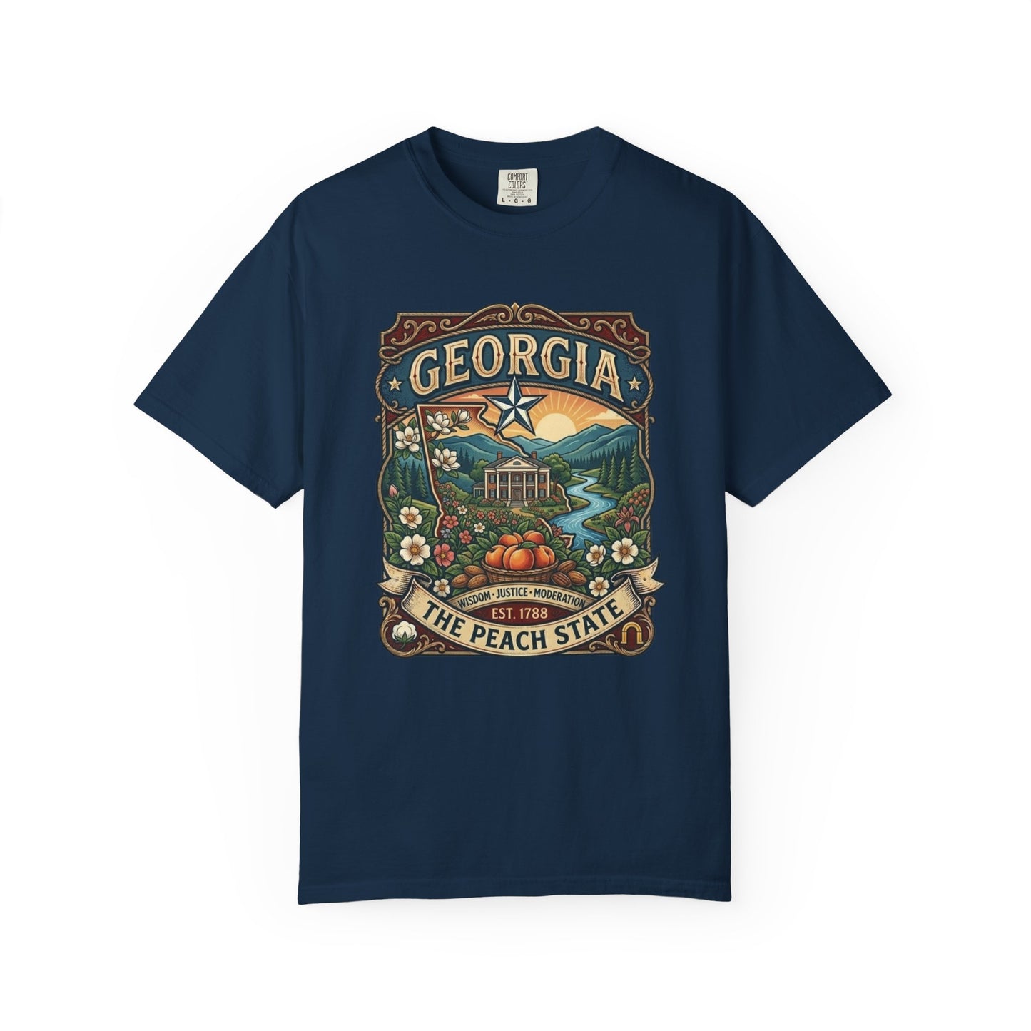 Georgia State Souvenir T-Shirt — State Symbols & Landmarks Tee