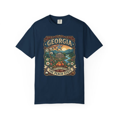 Georgia State Souvenir T-Shirt — State Symbols & Landmarks Tee