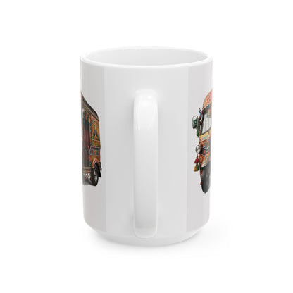 Pakistani Truck Art Rickshaw Ceramic Mug — Colorful 11oz & 15oz Coffee Cup