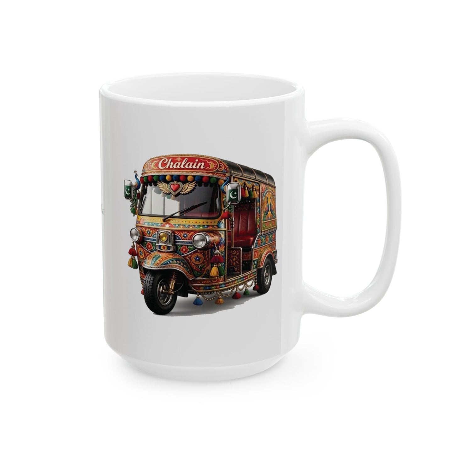 Pakistani Truck Art Rickshaw Ceramic Mug — Colorful 11oz & 15oz Coffee Cup