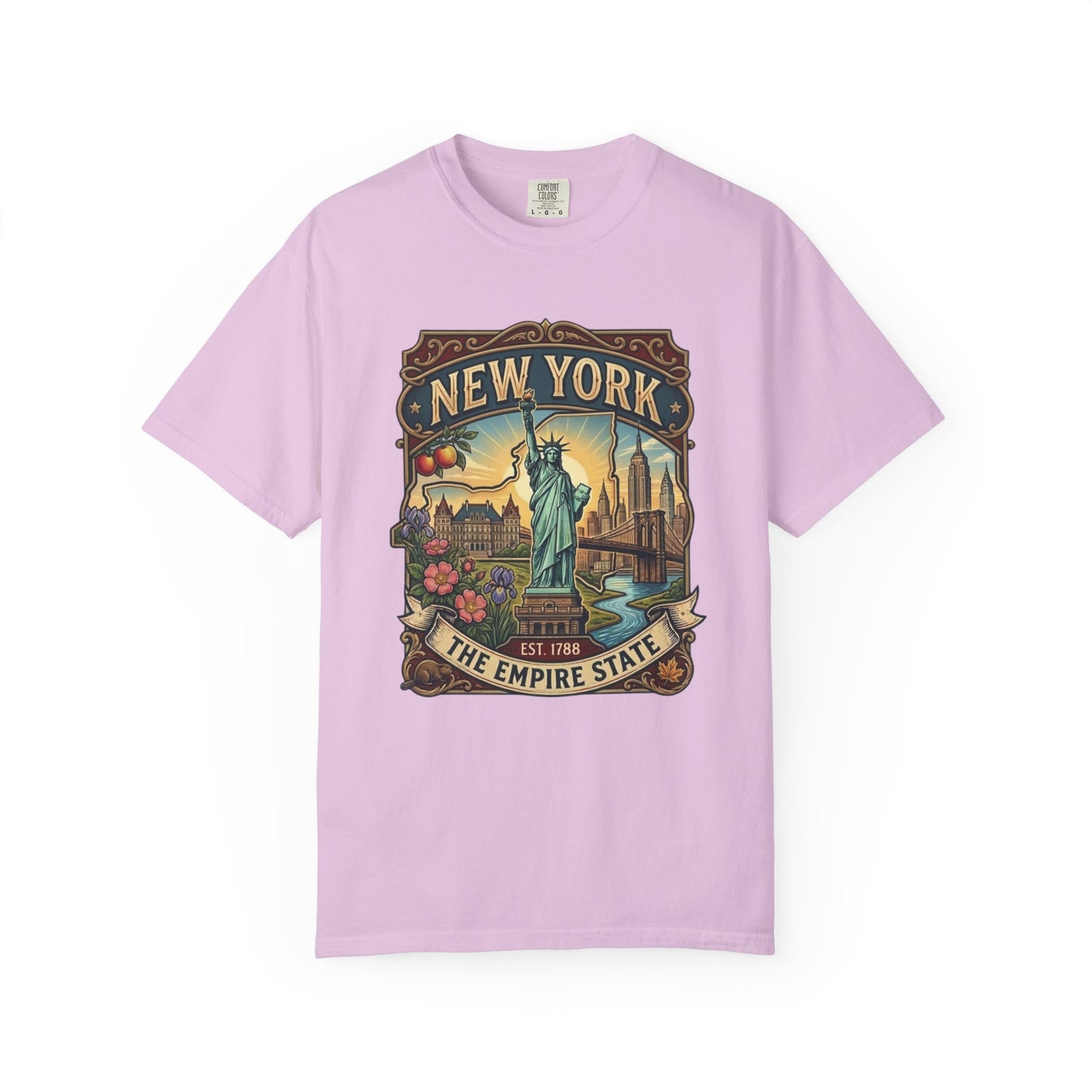 New York Skyline Tee with Statue of Liberty — NYC Empire State T-shirt