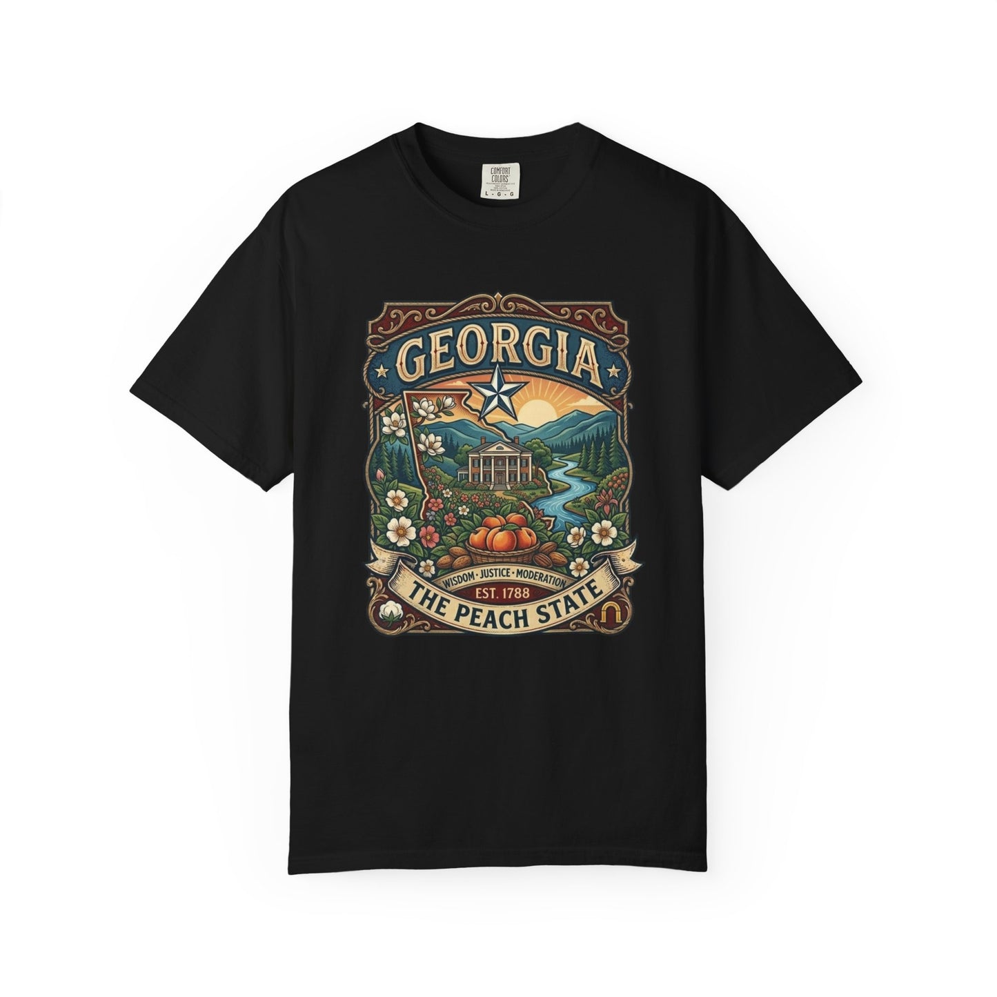Georgia State Souvenir T-Shirt — State Symbols & Landmarks Tee