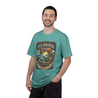 Florida State Outline Tee — 'State of Florida' with Crocodile Graphic