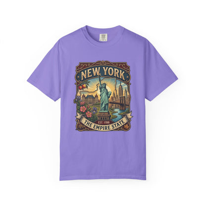 New York Skyline Tee with Statue of Liberty — NYC Empire State T-shirt
