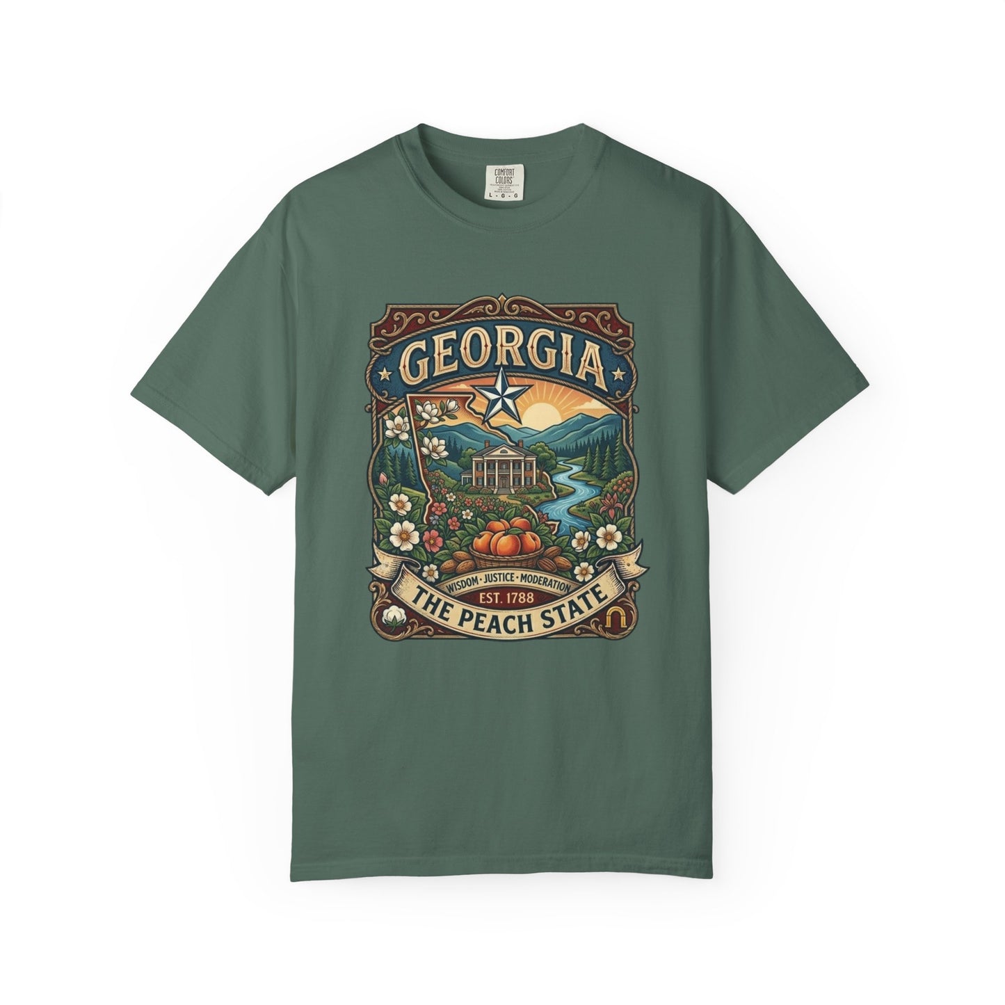Georgia State Souvenir T-Shirt — State Symbols & Landmarks Tee