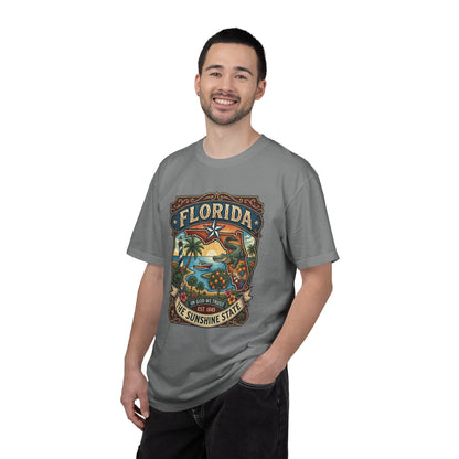 Florida State Outline Tee — 'State of Florida' with Crocodile Graphic