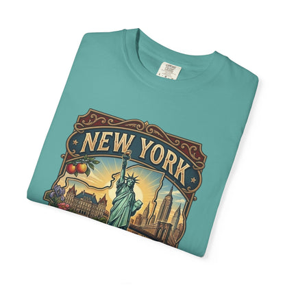 New York Skyline Tee with Statue of Liberty — NYC Empire State T-shirt