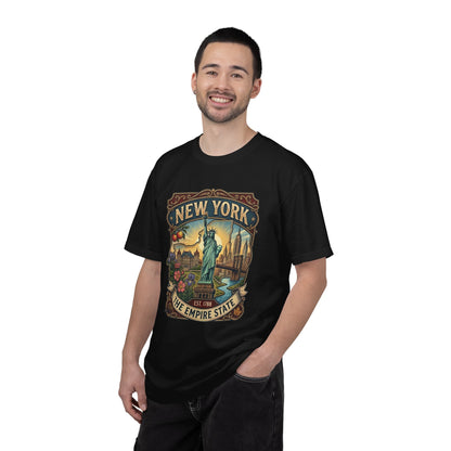 New York Skyline Tee with Statue of Liberty — NYC Empire State T-shirt