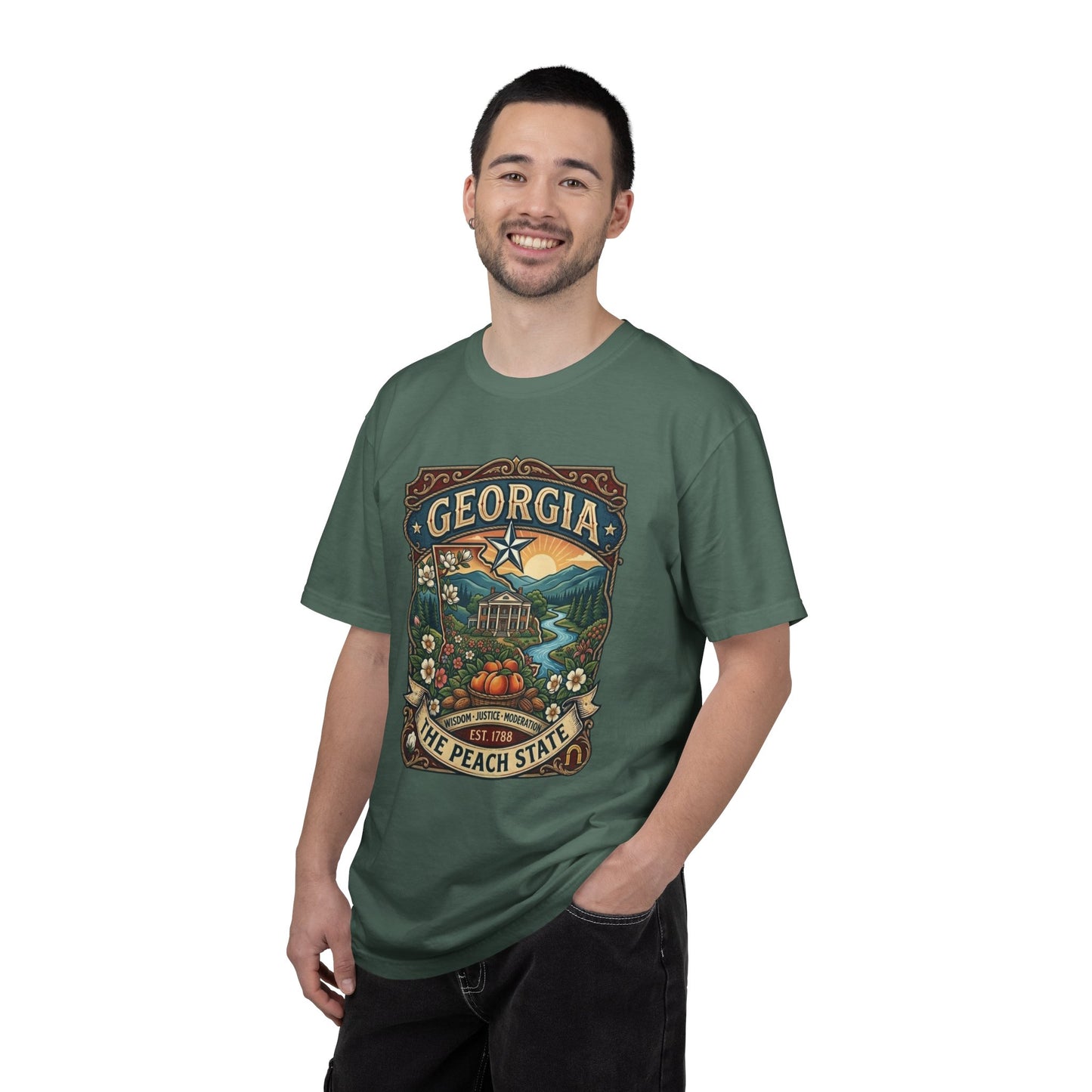 Georgia State Souvenir T-Shirt — State Symbols & Landmarks Tee