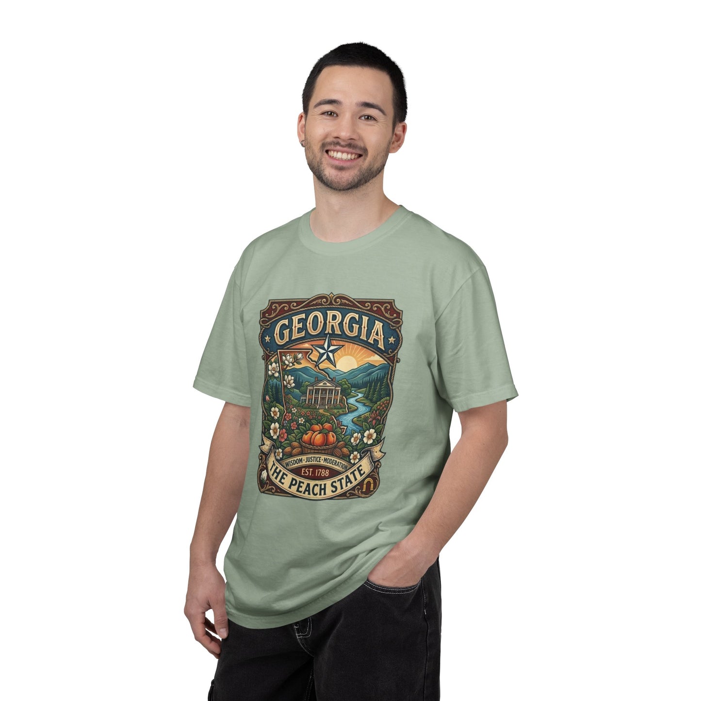 Georgia State Souvenir T-Shirt — State Symbols & Landmarks Tee