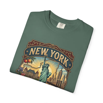 New York Skyline Tee with Statue of Liberty — NYC Empire State T-shirt