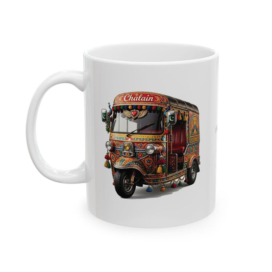 Pakistani Truck Art Rickshaw Ceramic Mug — Colorful 11oz & 15oz Coffee Cup