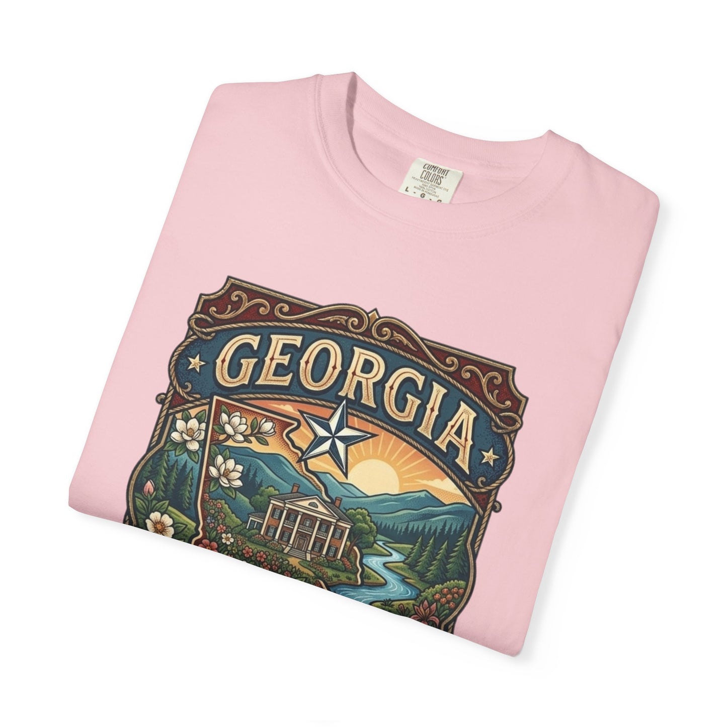 Georgia State Souvenir T-Shirt — State Symbols & Landmarks Tee
