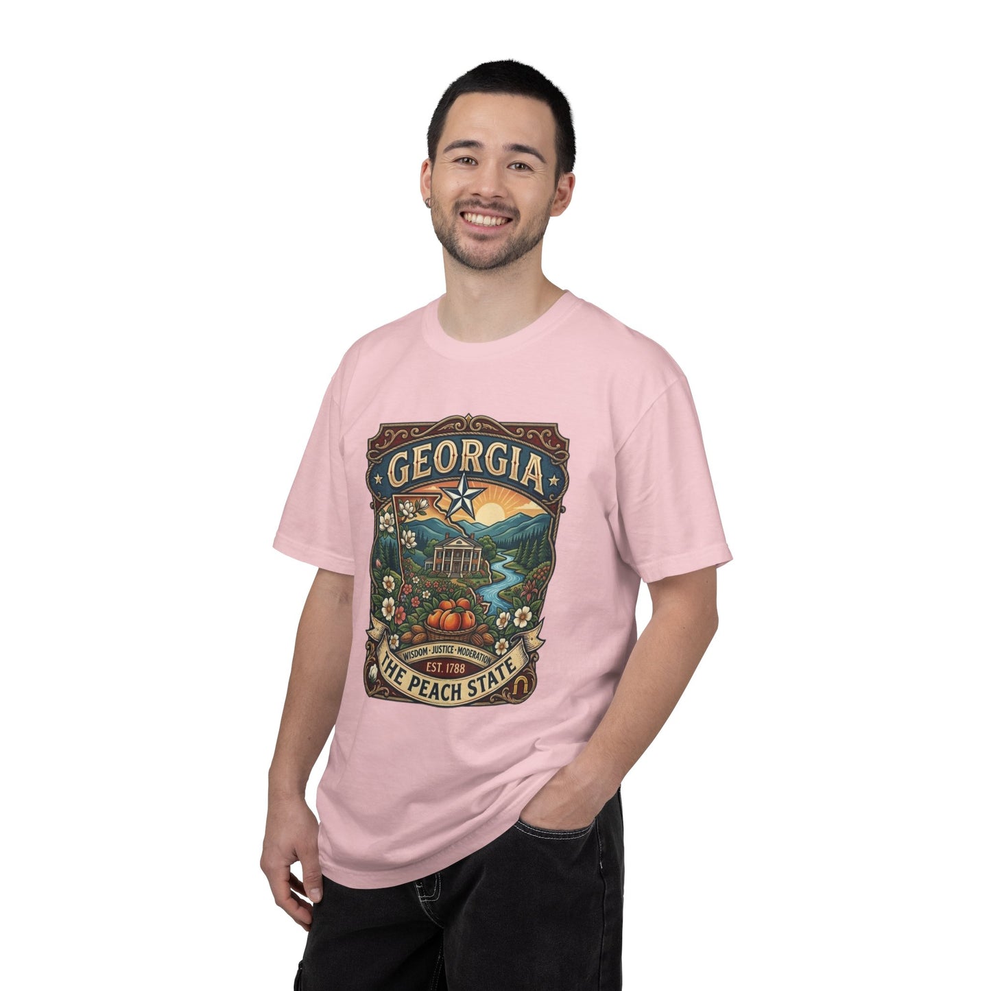 Georgia State Souvenir T-Shirt — State Symbols & Landmarks Tee