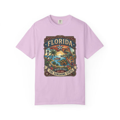 Florida State Outline Tee — 'State of Florida' with Crocodile Graphic