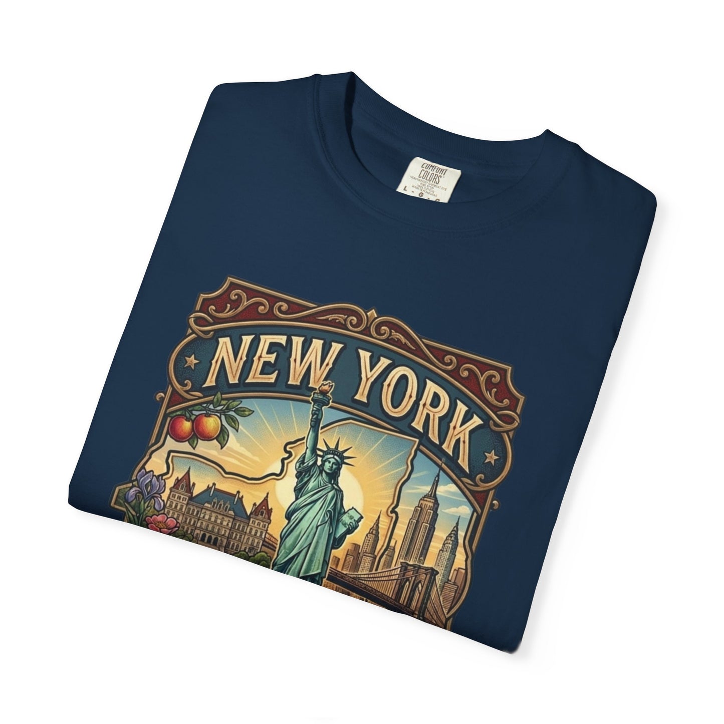 New York Skyline Tee with Statue of Liberty — NYC Empire State T-shirt