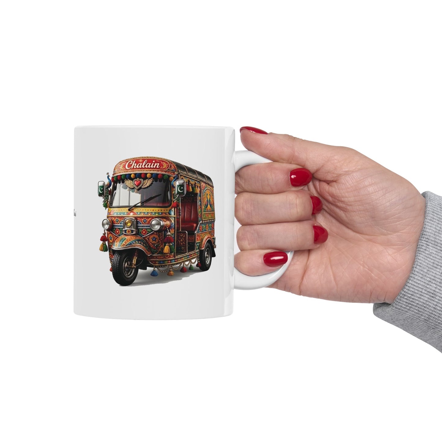 Pakistani Truck Art Rickshaw Ceramic Mug — Colorful 11oz & 15oz Coffee Cup