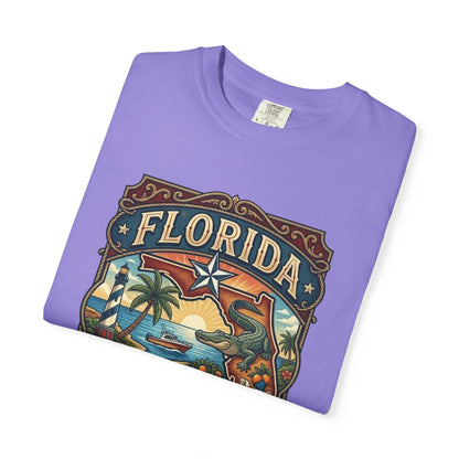 Florida State Outline Tee — 'State of Florida' with Crocodile Graphic