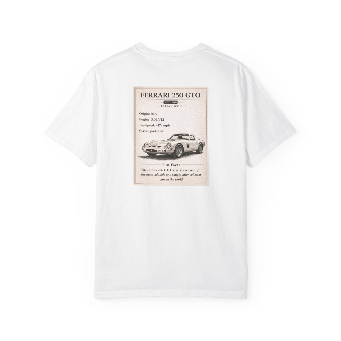 1960 Ferrari 250 GTO Vintage Car Club T-shirt | Classic Sports Car Tee
