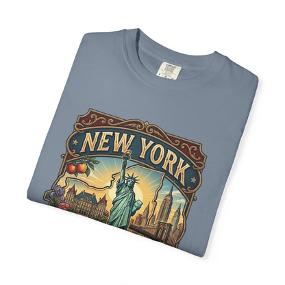 New York Skyline Tee with Statue of Liberty — NYC Empire State T-shirt