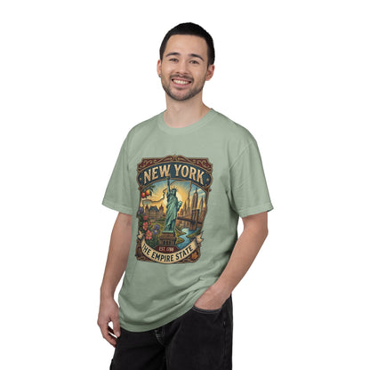 New York Skyline Tee with Statue of Liberty — NYC Empire State T-shirt