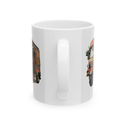 Pakistani Truck Art Rickshaw Ceramic Mug — Colorful 11oz & 15oz Coffee Cup