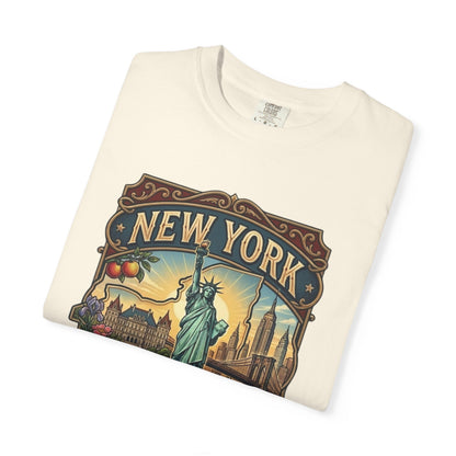 New York Skyline Tee with Statue of Liberty — NYC Empire State T-shirt