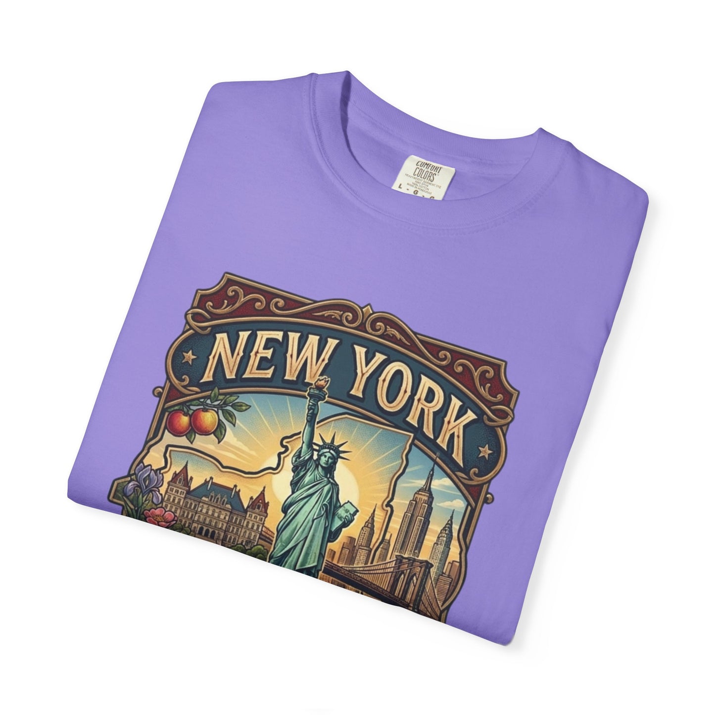 New York Skyline Tee with Statue of Liberty — NYC Empire State T-shirt