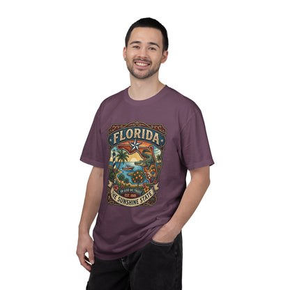 Florida State Outline Tee — 'State of Florida' with Crocodile Graphic