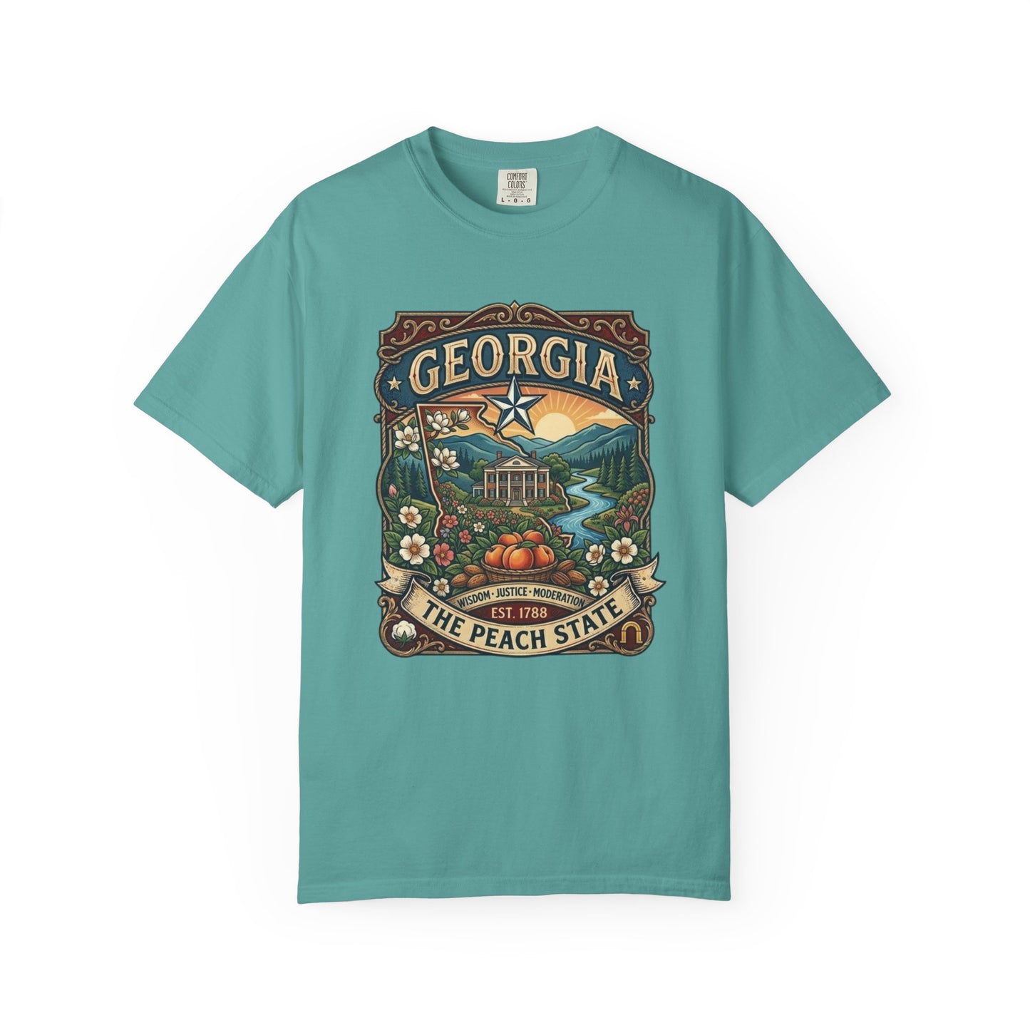 Georgia State Souvenir T-Shirt — State Symbols & Landmarks Tee